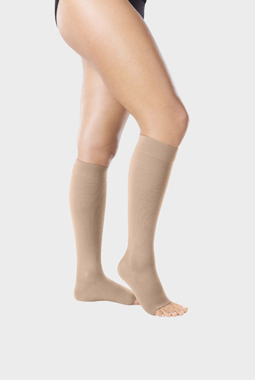 Juzo Intenso below-knee stockings with open toes, in Almond Juzo Intenso below-knee stockings with open toes, in Almond