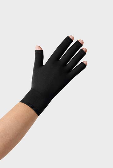 Juzo Expert Seamless with open fingers Glove with open fingers, colour black pepper